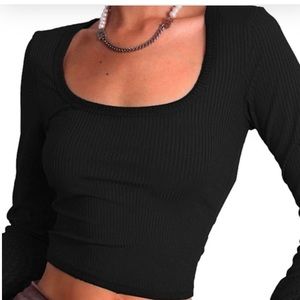 SHEIN Cropped Ribbed Long Sleeve
